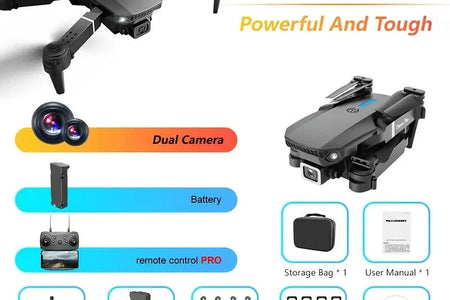 Mini Drone with Camera HD 1080P Foldable Quadcopter with 1 Battery - Black