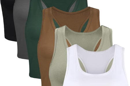 6 Pieces Basic Sleeveless Racerback Sports Crop Tank Tops for Women Girls Daily Wearing