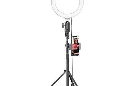 8” Selfie Ring Light Studio with Tripod Stand and Phone Holder – 8” LED Ring Light, 51” Extendable Tripod, 360º Tripod Ball Head, 3 White Modes, 10 Bright Levels, Wireless Remote